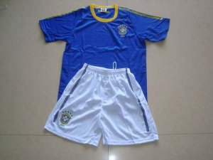 Jerseys Factory Cheap Brazil Blank Blue Away Kid Soccer Country