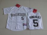 Jerseys Factory Cheap Rockies #5 Carlos Gonzalez White Cool Base