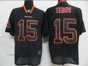 Jerseys Factory Cheap Broncos #15 Tim Tebow Lights Out Black Sti