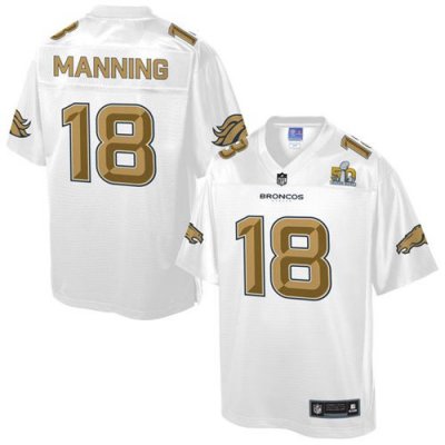 Jerseys Factory Cheap Nike Broncos #18 Peyton Manning White Men'