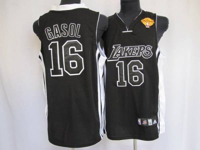 Jerseys Factory Cheap Lakers #16 Pau Gasol Stitched Black Shadow