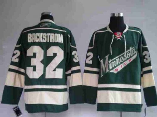 Jerseys Factory Cheap Wild #32 Niklas Backstrom Embroidered Gree