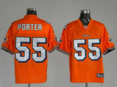 Jerseys Factory Cheap Dolphins Joey Porter #55 Orange Stitched N