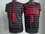 Jerseys Factory Cheap Bulls #1 Derrick Rose Black/Grey Groove Em
