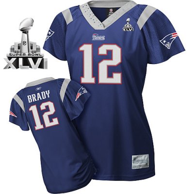 Jerseys Factory Cheap Patriots #12 Tom Brady Blue Women's Field
