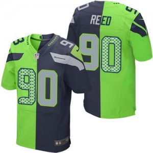 Jerseys Factory Cheap Nike Seahawks #90 Jarran Reed Steel Blue/G
