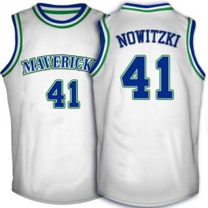 Jerseys Factory Cheap Mavericks #41 Dirk Nowitzki White Throwbac