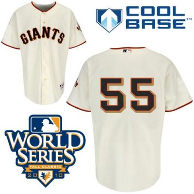 Jerseys Factory Cheap Giants #55 Tim Lincecum Cream/White 2010 W