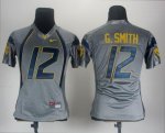 Jerseys Factory Cheap Mountaineers #12 Geno Smith Grey Women's E