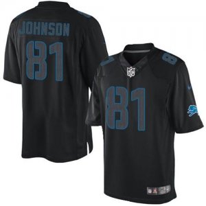 Jerseys Factory Cheap Nike Lions #81 Calvin Johnson Black Men's