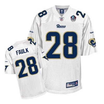 Jerseys Factory Cheap Rams #28 Marshall Faulk White Hall of Fame
