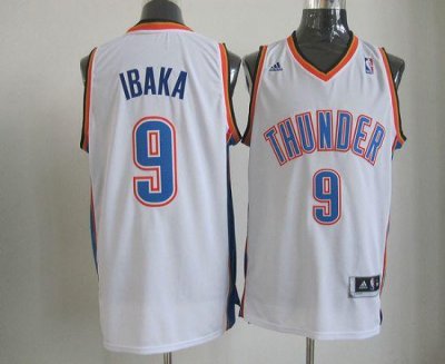 Jerseys Factory Cheap Thunder #9 Serge Ibaka White Revolution 30