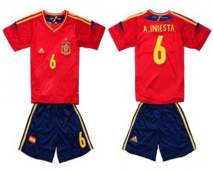 Jerseys Factory Cheap Spain #6 A.Iniesta 2012/2013 Red Home Kid