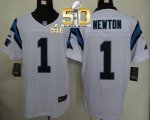 Jerseys Factory Cheap Nike Panthers #1 Cam Newton White Super Bo