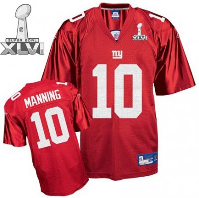Jerseys Factory Cheap Giants #10 Eli Manning Red Super Bowl XLVI