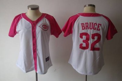 Jerseys Factory Cheap Reds #32 Jay Bruce White/Pink Women's Spla