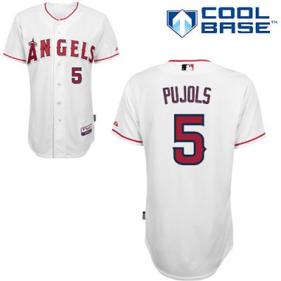 Jerseys Factory Cheap Angels #5 Albert Pujols White Embroidered