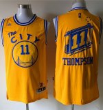 Jerseys Factory Cheap Warriors #11 Klay Thompson Gold Throwback