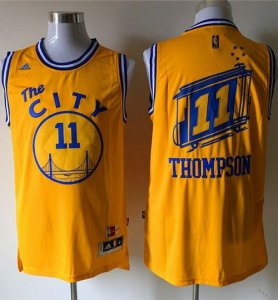 Jerseys Factory Cheap Warriors #11 Klay Thompson Gold Throwback