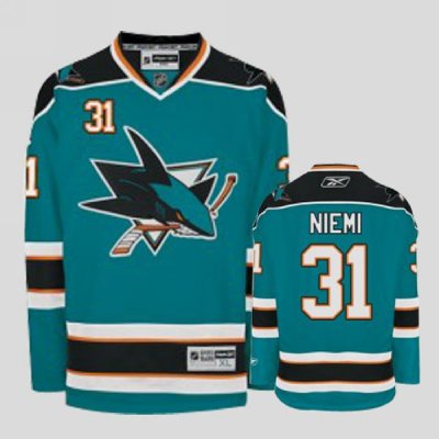 Jerseys Factory Cheap Sharks #31 Antti Niemi Embroidered Blue NH