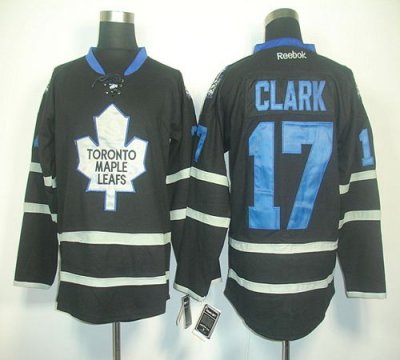 Jerseys Factory Cheap Maple Leafs #17 Wendel Clark Black Ice Emb