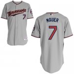 Jerseys Factory Cheap Twins #7 Joe Mauer Grey Embroidered Youth