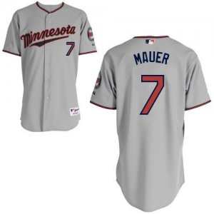 Jerseys Factory Cheap Twins #7 Joe Mauer Grey Embroidered Youth