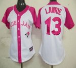 Jerseys Factory Cheap Blue Jays #13 Brett Lawrie White/Pink Wome