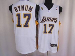 Jerseys Factory Cheap Lakers #17 Andrew Bynum Embroidered White