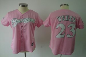 Jerseys Factory Cheap Brewers #23 Rickie Weeks Pink Women's Fash