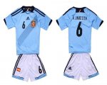 Jerseys Factory Cheap Spain #6 A.Iniesta 2012/2013 Blue Away Kid