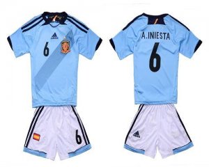 Jerseys Factory Cheap Spain #6 A.Iniesta 2012/2013 Blue Away Kid