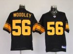 Jerseys Factory Cheap Steelers #56 LaMarr Woodley Black With Yel