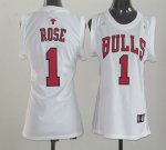 Jerseys Factory Cheap Bulls #1 Derrick Rose White Women Fashion