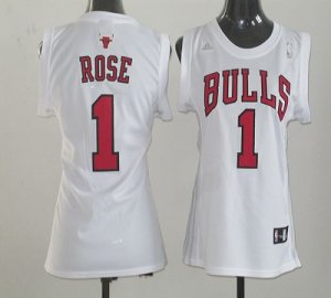 Jerseys Factory Cheap Bulls #1 Derrick Rose White Women Fashion