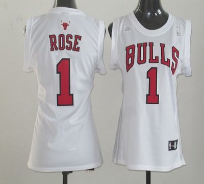 Jerseys Factory Cheap Bulls #1 Derrick Rose White Women Fashion