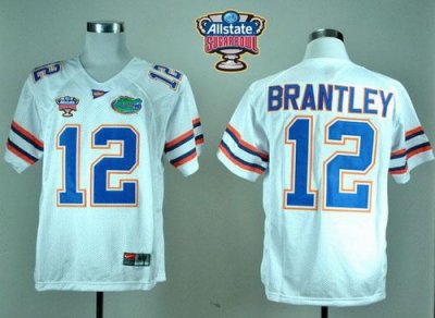 Jerseys Factory Cheap Gators #12 John Brantley White Allstate Su