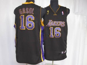 Jerseys Factory Cheap Lakers #16 Pau Gasol Stitched Black Purple