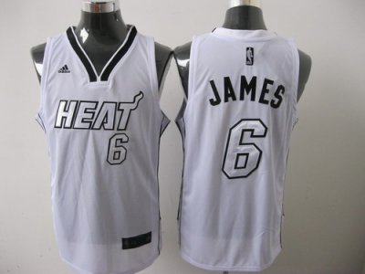 Jerseys Factory Cheap Heat #6 LeBron James Silver No. White Stit