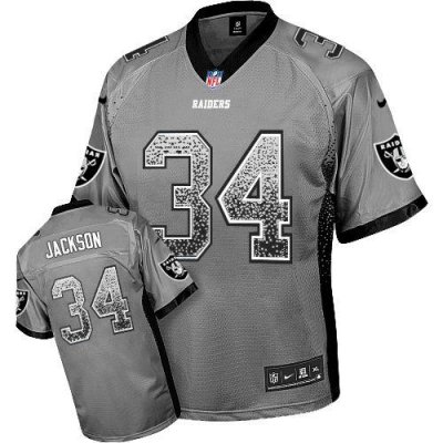 Jerseys Factory Cheap Nike Raiders #34 Bo Jackson Grey Men's Emb