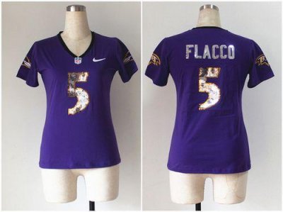 Jerseys Factory Cheap Nike Ravens #5 Joe Flacco Purple Women's E