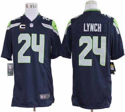 Jerseys Factory Cheap Nike Seahawks #24 Marshawn Lynch Steel Blu