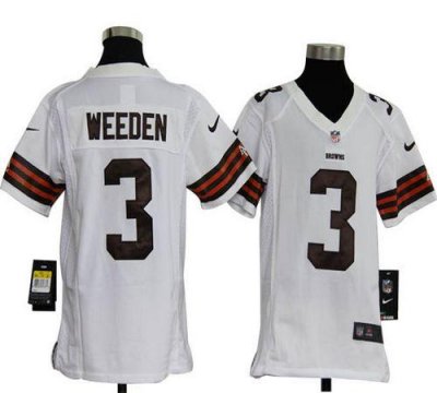 Jerseys Factory Cheap Nike Browns #3 Brandon Weeden White Youth