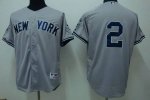 Jerseys Factory Cheap Yankees #2 Derek Jeter Embroidered Grey Yo