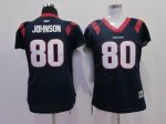 Jerseys Factory Cheap Texans #80 A.Johnson Blue Women's Field Fl
