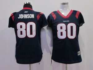 Jerseys Factory Cheap Texans #80 A.Johnson Blue Women's Field Fl