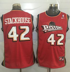 Jerseys Factory Cheap Pistons #42 Jerry Stackhouse Red Nike Thro