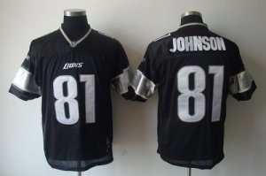 Jerseys Factory Cheap Lions #81 Calvin Johnson Black Shadow Stit