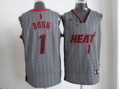 Jerseys Factory Cheap Heat #1 Chris Bosh Grey Static Fashion Sti