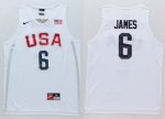Jerseys Factory Cheap Nike Team USA #6 LeBron James White 2016 D